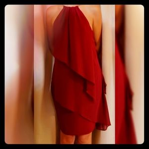 Le Château Long Layered Red Dress